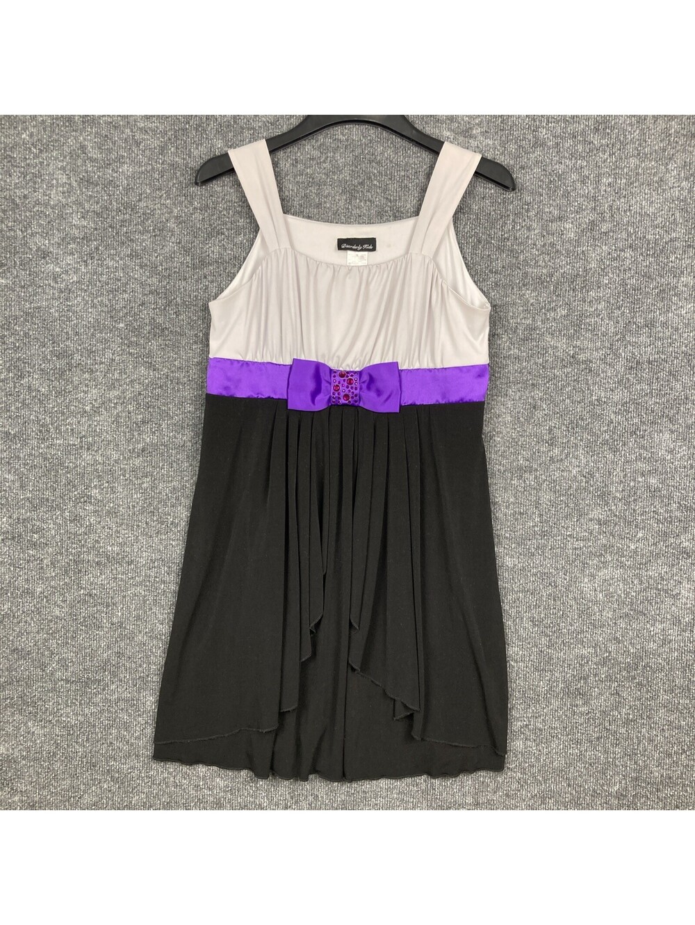 Disorderly Kids Girls Size 16 1/2 Black Purple Empire Waist Tank Midi Dress EUC